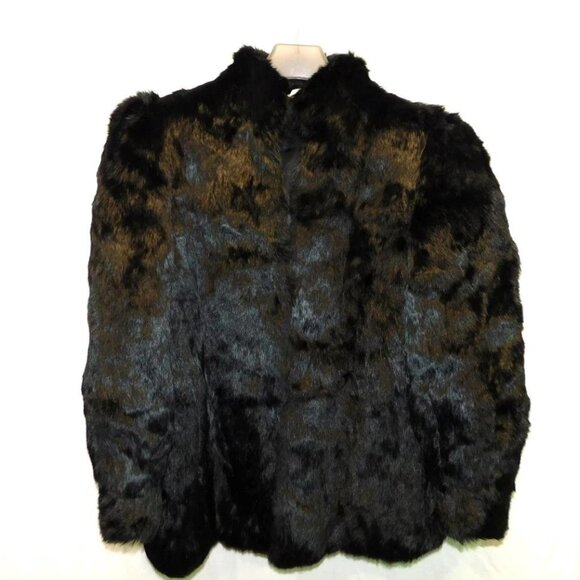VTG Black Rabbit Coat Women's Size M 100% Rabbit Fur - Picture 6 of 7